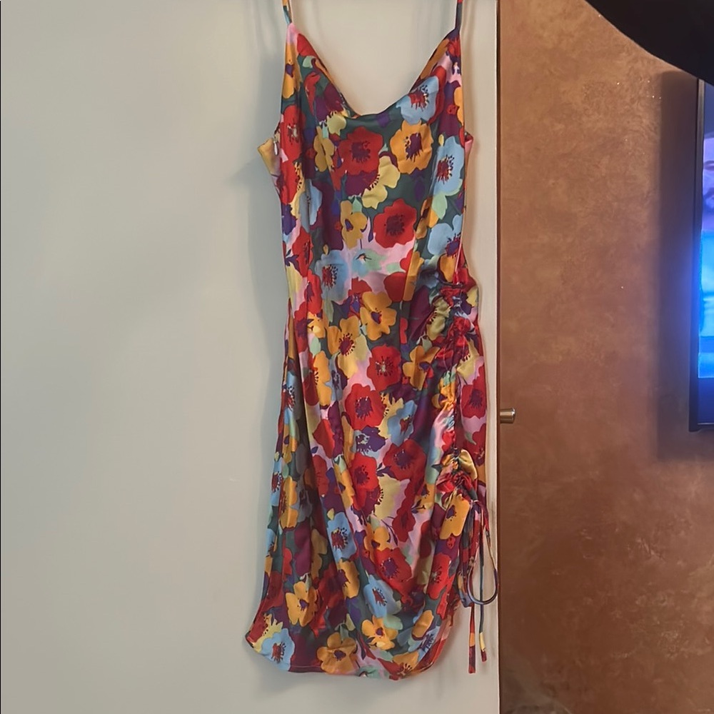 SHEIN Red Orange Spaghetti Strap Mini Sundress